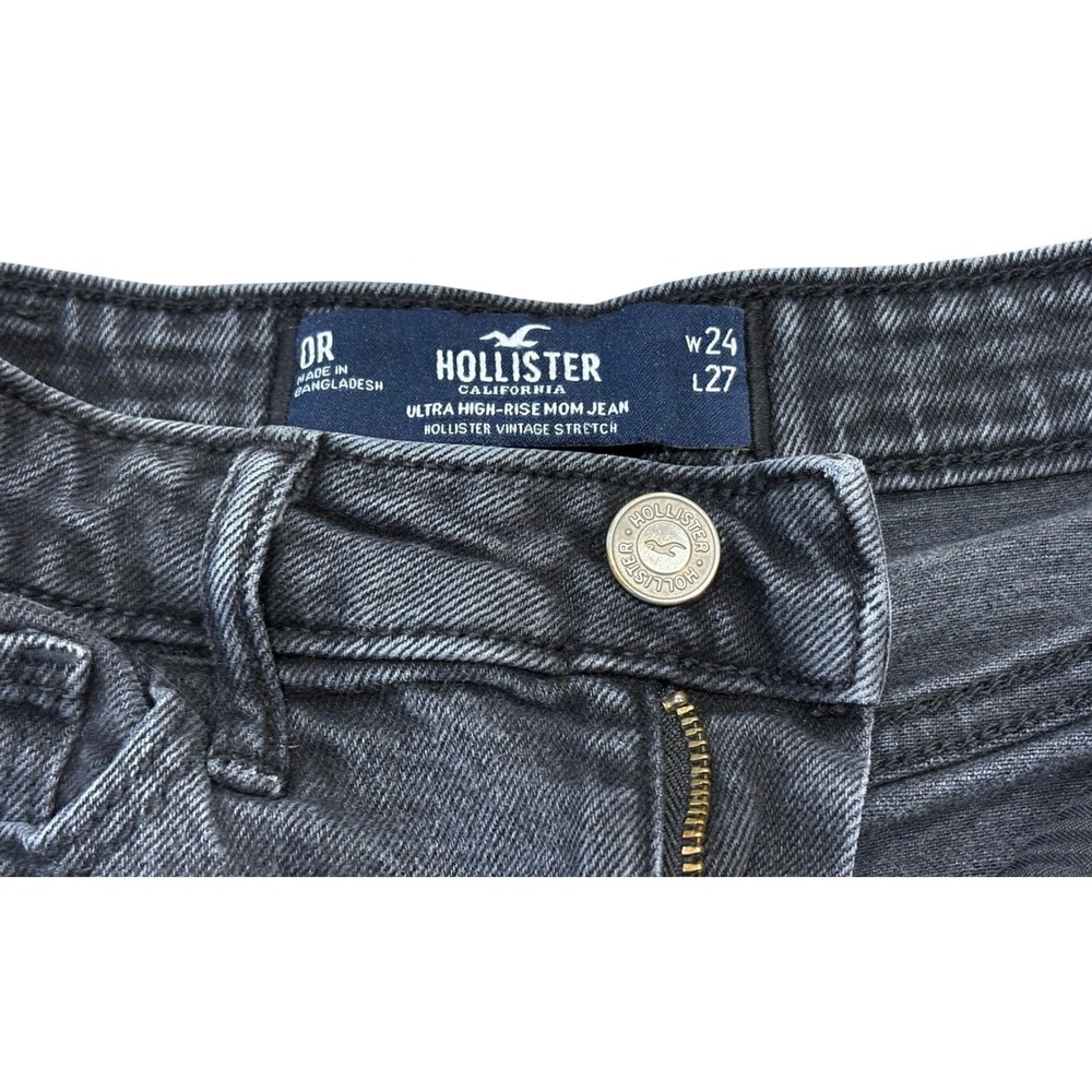Hollister Y2K Mom Jeans Womens 0R‎ W24 L27 Black Ultra High-Rise Stretch 2010 - Picture 3 of 11